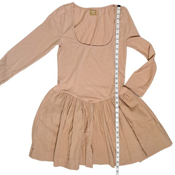 Free People Onda Long Sleeve Stretch Cotton Minidress Tuscany Pockets - Picture 6 of 14